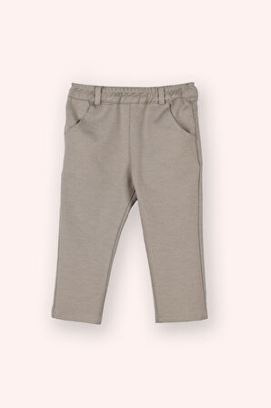 Erkek Çocuk Cepli Örme Pantolon Taş