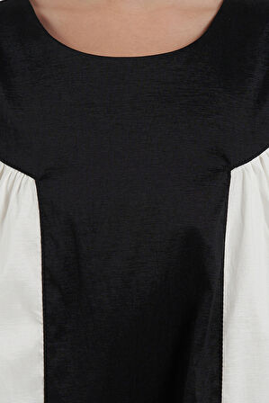 Kız Çocuk Kontrast Renkli Elbise Siyah