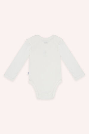 Erkek Çocuk Desenli Ve Düz 2'li Body Set Ekru