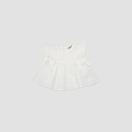 Kız Çocuk Müslin Elbise Ekru