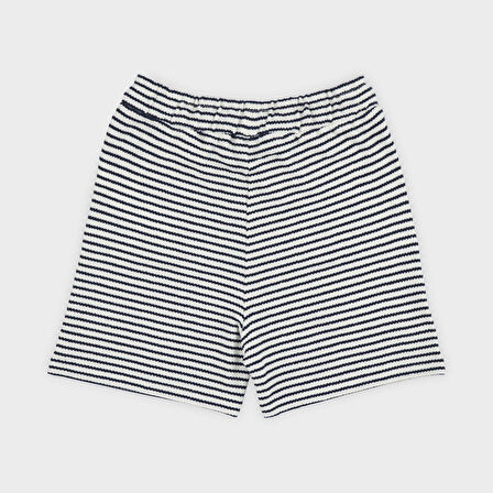 Erkek Çocuk Çizgili Örme Şort Lacivert