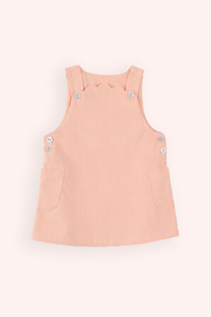 Kız Çocuk Kadife Elbise Pudra