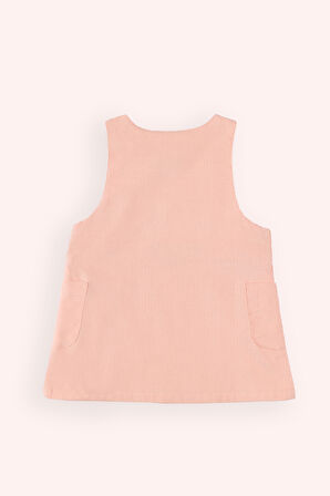 Kız Çocuk Kadife Elbise Pudra