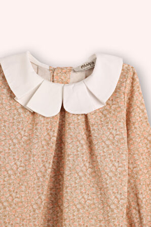 Kız Çocuk Çiçek Desenli Bluz Pudra