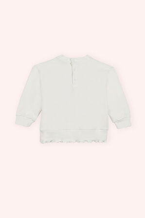Kız Çocuk Nakış Detaylı Sweatshirt Ekru