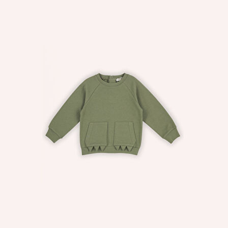 Erkek Çocuk İki Cepli Sweatshirt Haki