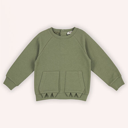 Erkek Çocuk İki Cepli Sweatshirt Haki