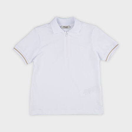 Erkek Çocuk Yakalı Kısa Kollu Pike T-Shirt Bej