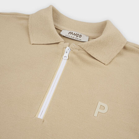 Erkek Çocuk Yakalı Kısa Kollu Pike T-Shirt Bej