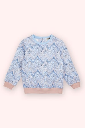 Kız Çocuk Baskılı Sweatshirt Mavi