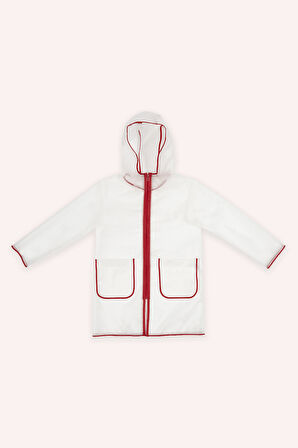 Kız Çocuk Kapüşonlu Yağmurluk Beyaz