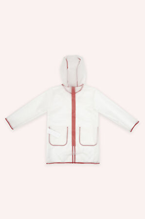 Kız Çocuk Kapüşonlu Yağmurluk Beyaz