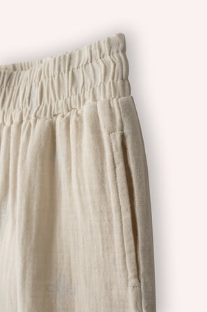 Kız Çocuk Baskılı Müslin Pantolon Bej
