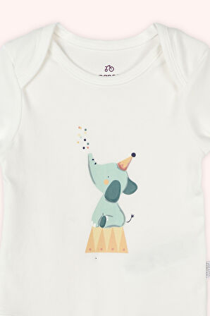 Erkek Çocuk Baskılı 2'li Kısa Kollu Body Ekru