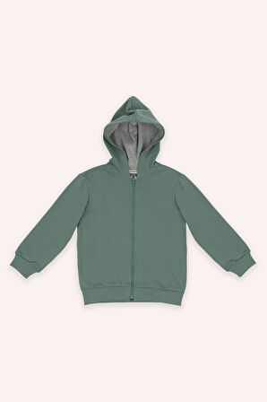 Erkek Çocuk Fermuarlı Sweatshirt Haki