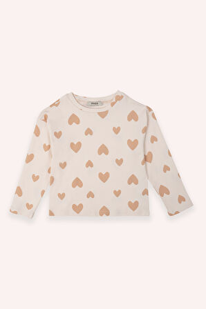 Kız Çocuk Kalp Desen Baskılı 2'li Pijama Takım Pembe