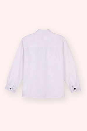 Erkek Çocuk Patı Bant Detaylı Gömlek Beyaz