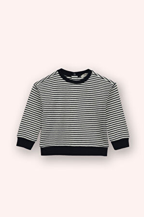 Erkek Çocuk Çizgili Sweatshirt Lacivert