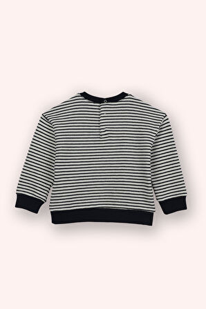 Erkek Çocuk Çizgili Sweatshirt Lacivert