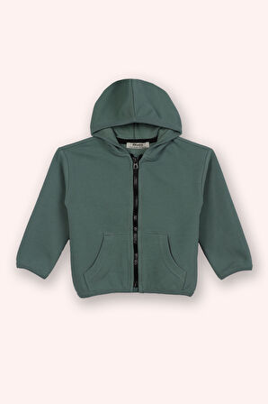Erkek Çocuk Fermuarlı Sweatshirt Yeşil