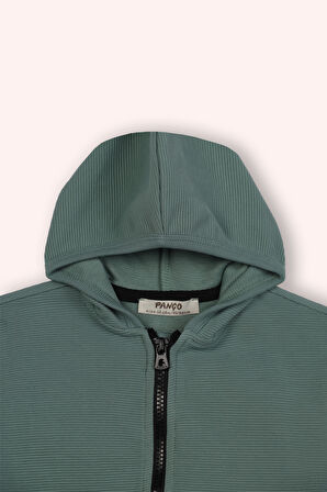 Erkek Çocuk Fermuarlı Sweatshirt Yeşil