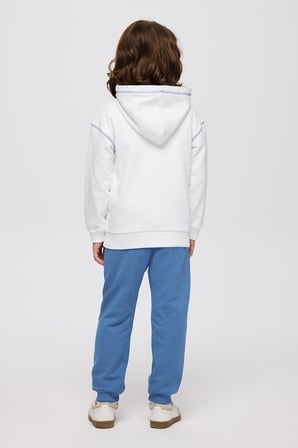 Erkek Çocuk Kapüşonlu Sweatshirt Beyaz