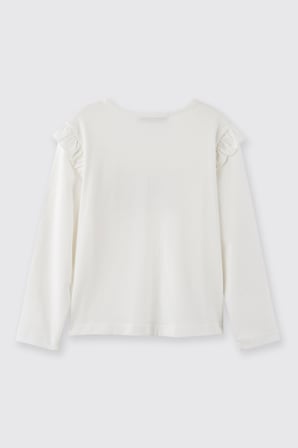 Kız Çocuk Baskı Detaylı T-Shirt Ekru