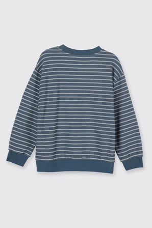 Erkek Çocuk Çizgi Desenli Sweatshirt Petrol