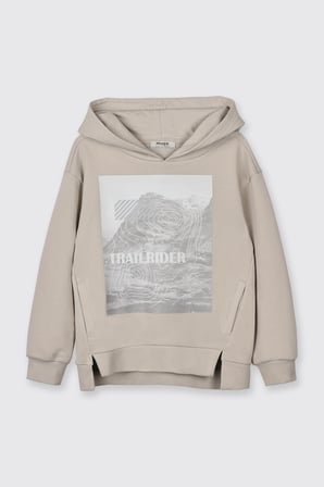 Erkek Çocuk Kapüşonlu Sweatshirt Taş