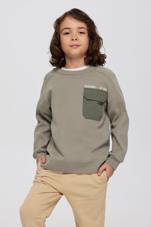 Erkek Çocuk Cepli Sweatshirt Antrasit