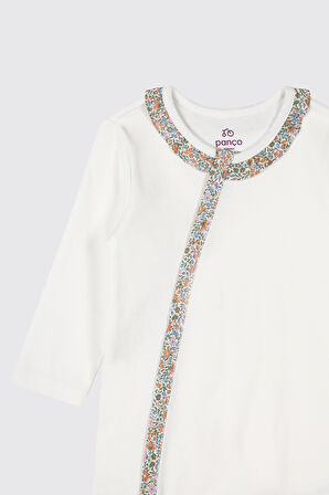 Kız Çocuk Biye Detaylı Tulum Beyaz