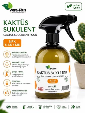 Vera Plus Kaktüs Sukulent Besini Yaprak Gübresi 500 Ml