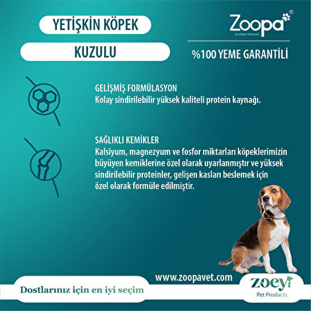 Zoey Kuzulu Yetişkin Köpek Maması 15 KG