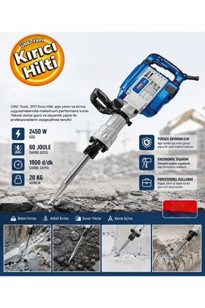 CMC3917 Elektrikli Sds Kırıcı Matkap Hilti 2450 Watt 60 Joule Kırıcı Matkap