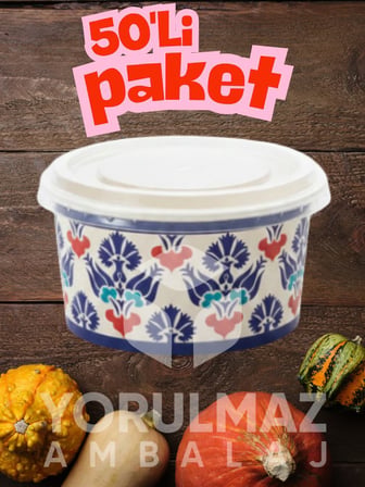 🍲✨ Sızdırmaz Kapaklı 14 Oz Karton Çorba Kasesi 50’li – Şık Tasarım, Güvenli Taşıma, Paket Servis İç