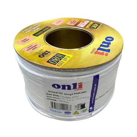 Onli Gold Seri RG6U6 100Metre 64Tel Beyaz Anten Kablosu Yerli Üretim