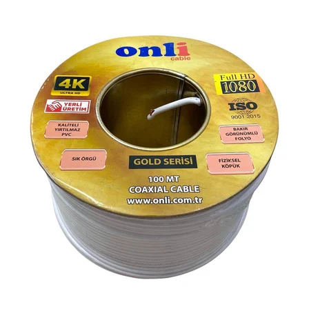 Onli Gold Seri RG6U6 100Metre 64Tel Beyaz Anten Kablosu Yerli Üretim
