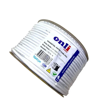 Onli Gold Seri RG6U6 100Metre 64Tel Beyaz Anten Kablosu Yerli Üretim