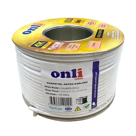 Onli Gold Seri RG6U6 100Metre 80Tel Beyaz Anten Kablosu Yerli Üretim
