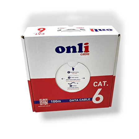 Onli 23AWG UTP CAT6 Network Kablosu Şeffaf 100Mt Yerli Üretim