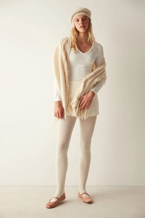 Kum Rengi Cashmere Fancy Külotlu Çorap