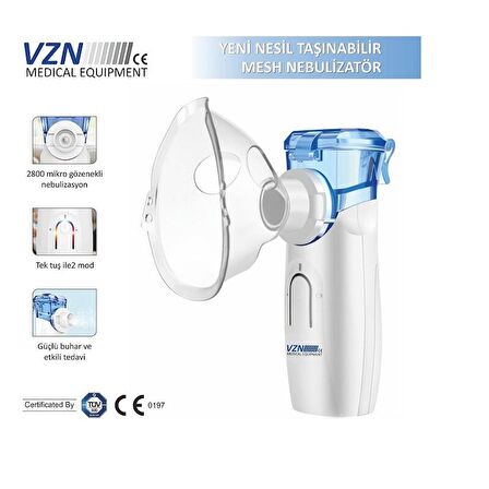 Vzn Yeni Nesil Şarj Edilebilir Tasinilabilir Mesh Nebulizator Cihazı