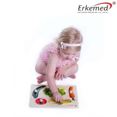 Sebze Figürlü Ahşap Çocuk Zeka Geliştirici Puzzle