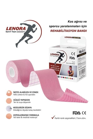 Kinesiology Ağrı Bandı Pembe 5 Metre X 5 Cm Sporcu Bandı