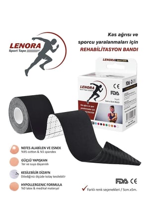 Kinesiology Ağrı Bandı Siyah 5 Metre X 5 Cm Sporcu Bandı