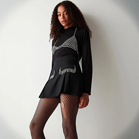 Penti Kadın Torn/Yırtık Fishnet Desenli Külotlu Çorap