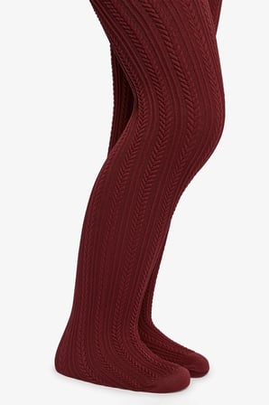 Kız Çocuk Pretty Knit Şarap Rengi Külotlu Çorap