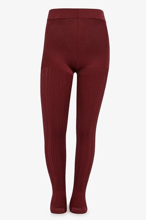 Kız Çocuk Pretty Knit Şarap Rengi Külotlu Çorap