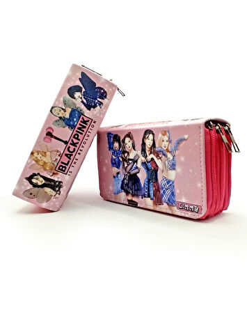Kalem Kutusu Black Pink Blink Organizer Kalemkutu Vegan Deri Üç Bölmeli Kalemlik