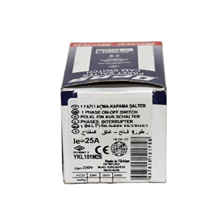 Opaş 1x25a Aç-Kapa Mini Tip Kilitli Pako Şalter - YKL101M25